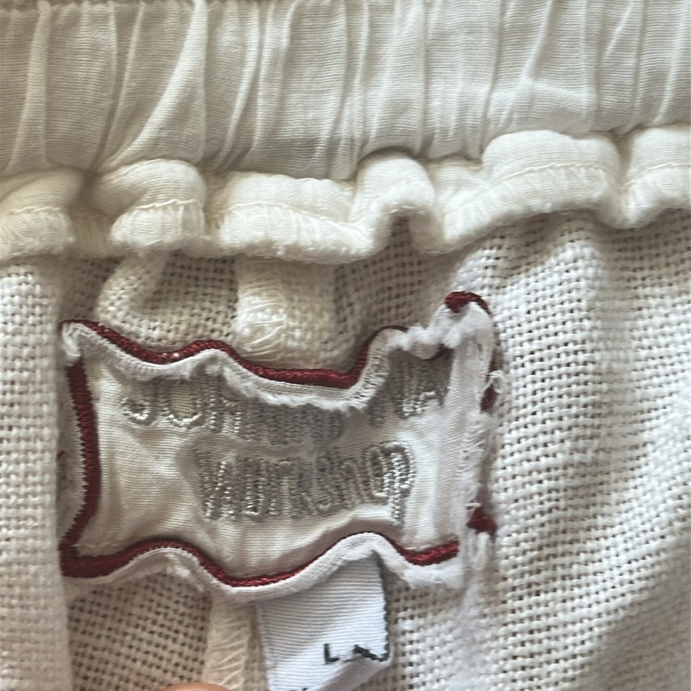 Johnny Was L white Embroidered linen lounge pants drawstring and elastic waist - Picture 7 of 8